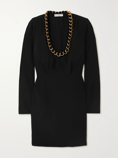  Givenchy   Chain Embellished Crepe Mini Dress   Black 