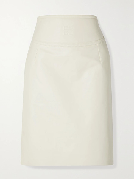  Givenchy   Cutout Embossed Leather Skirt   Off White 