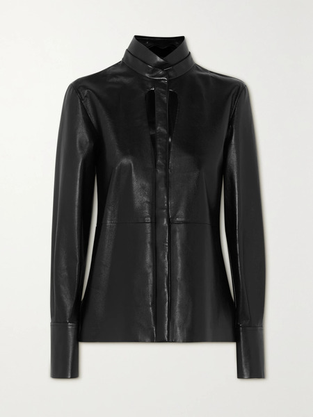  Givenchy   Cutout Leather Blouse   Black 