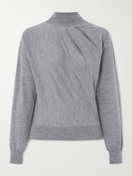  Givenchy   Draped Wool Blend Turtleneck Sweater   Light Gray 