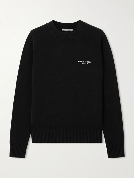  Givenchy   Embroidered Wool And Cashmere Blend Sweater   Black 