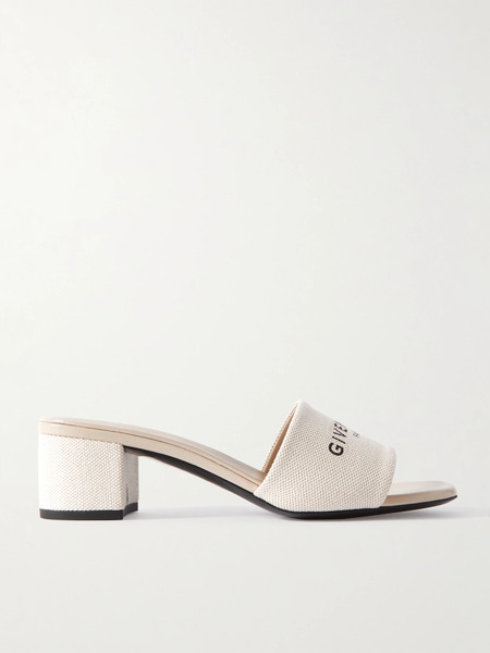  Givenchy   4g Logo Print Canvas Mules   Beige 