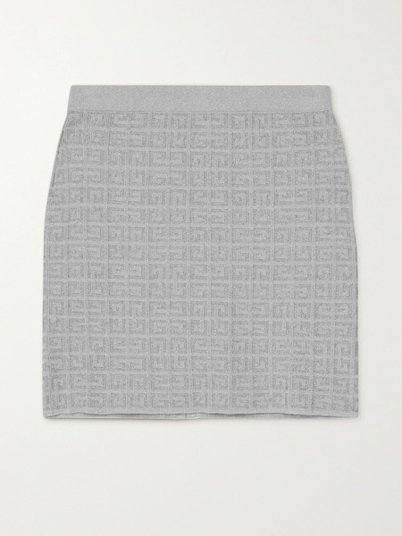  Givenchy   Logo Jacquard Metallic Knitted Mini Skirt   Gray 