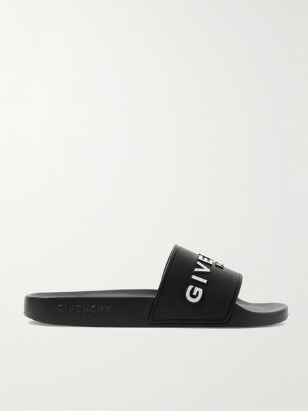  Givenchy   Logo Print Rubber Slides   Black 