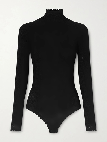  Givenchy   Open Back Lace Turtleneck Bodysuit   Black 