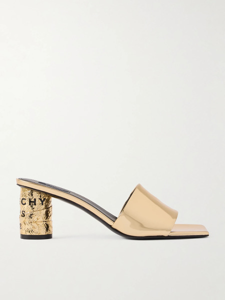  Givenchy   Tape Metallic Leather Mules   Gold 