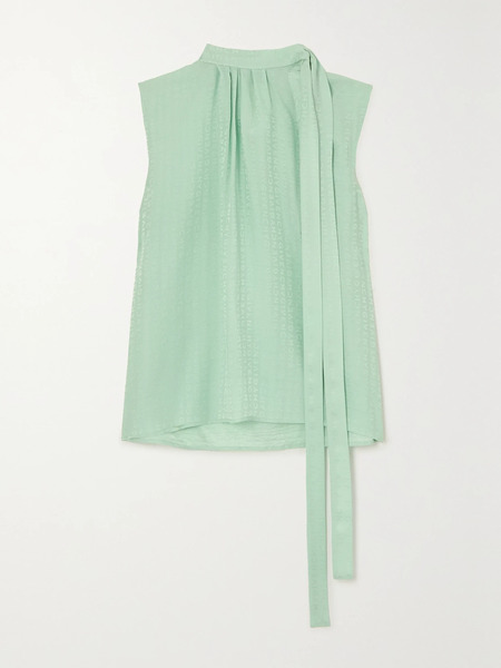  Givenchy   Tie Detailed Silk Jacquard Blouse   Mint 