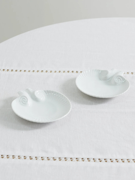  Gohar World   Shell Set Of Two Porcelain Plates   White 
