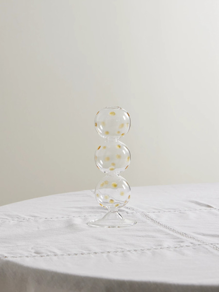  Gohar World   Tall Glass Candleholder   Yellow 