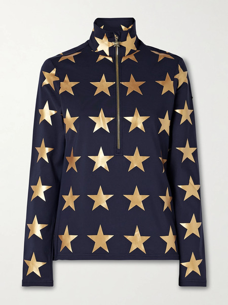  Goldbergh   Lunaria Metallic Printed Stretch Recycled Jersey Base Layer   Blue 