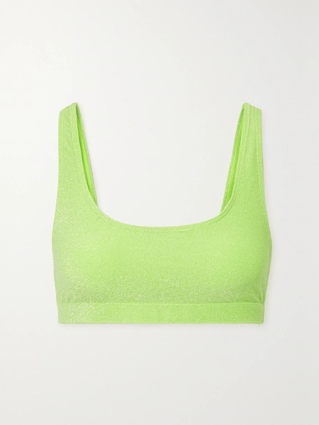  Good American   Sparkle Metallic Neon Bikini Top   Green 