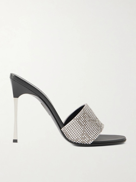  Gucci   Bombshell Crystal Embellished Mesh Mules   Light Gray 