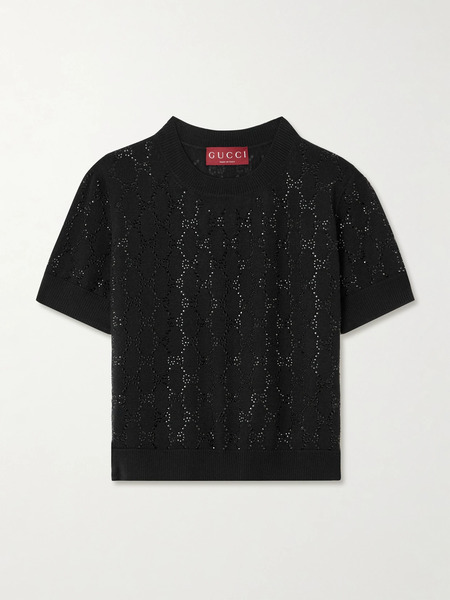  Gucci   Crystal Embellished Wool Sweater   Black 