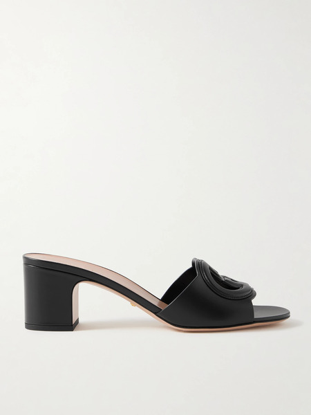  Gucci   Cutout Leather Mules   Black 