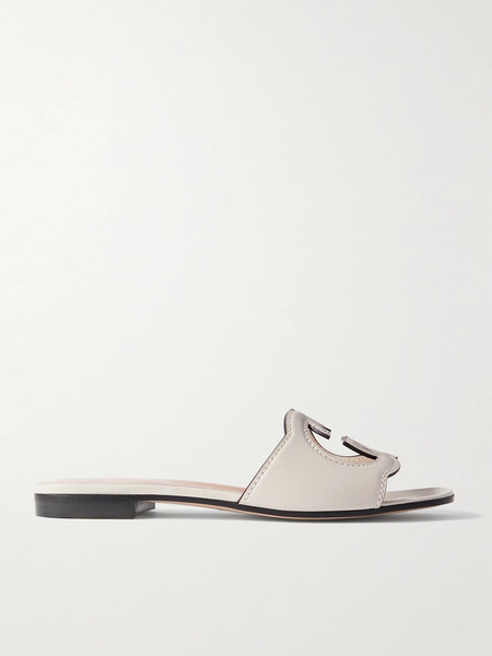  Gucci   Cutout Leather Slides   Off White 