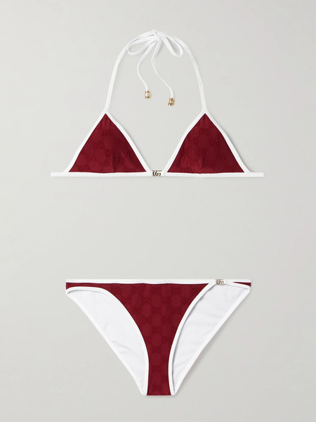  Gucci   Embellished Flocked Bikini   Red 