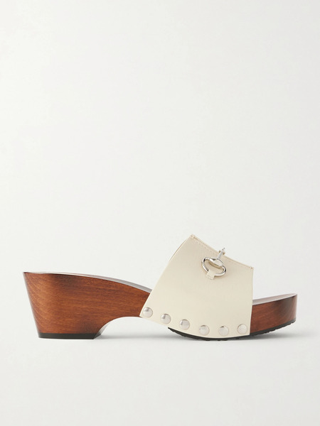  Gucci   Embellished Leather Clogs   Ivory 