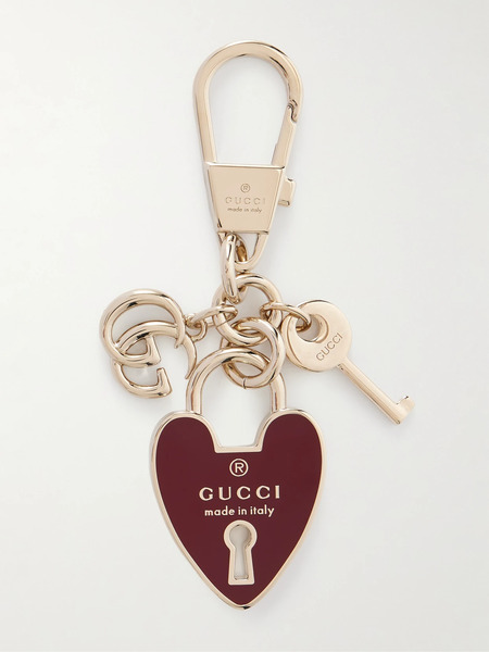 Gucci   Enameled Gold Tone Keychain   One Size 
