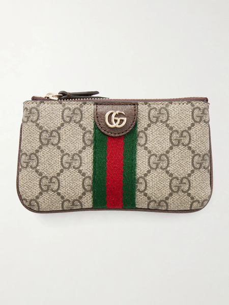  Gucci   Ophidia Textured Leather Trimmed Printed Coated Canvas Wallet   Gray 