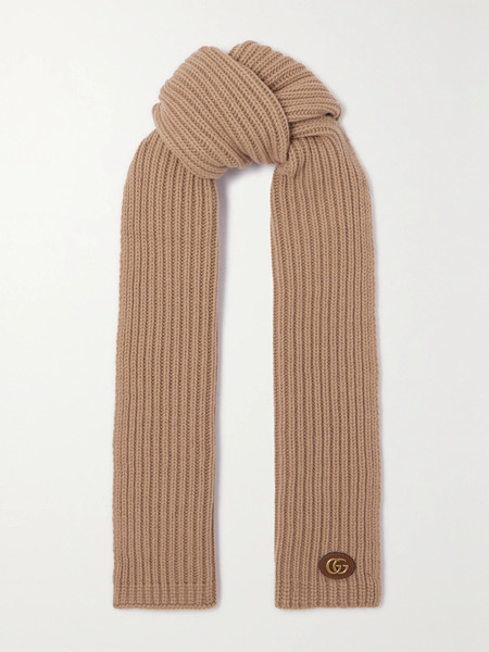  Gucci   Ribbed Wool And Cashmere Blend Scarf   Camel 