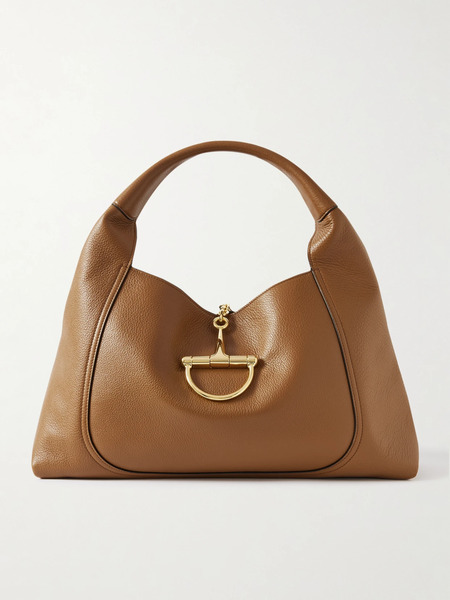  Gucci   Softbit Maxi Textured Leather Tote   Brown 