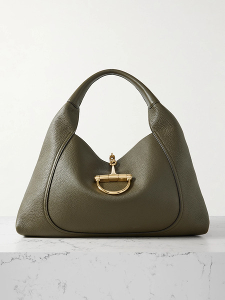  Gucci   Softbit Maxi Textured Leather Tote   Green 