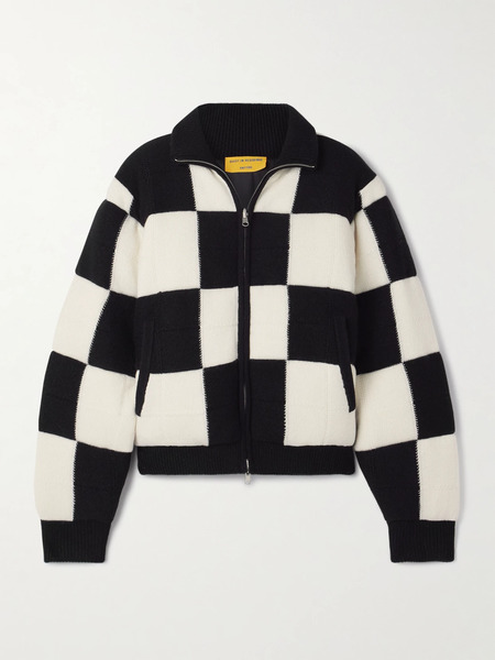  Guest In Residence   Checked Padded Quilted Wool And Cashmere Blend Jacket   Black 