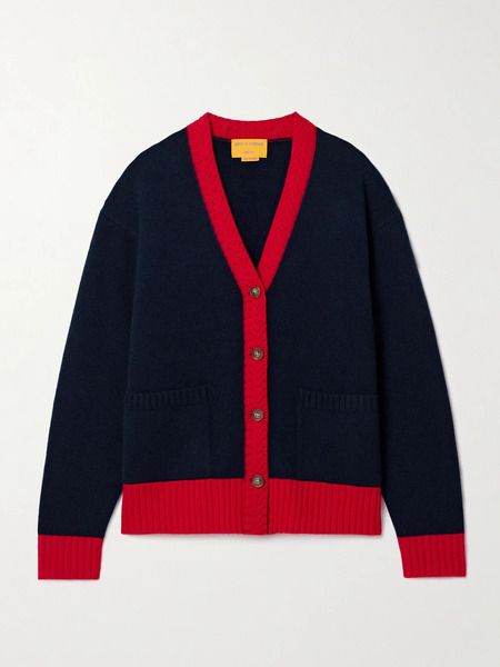  Guest In Residence   Color Block Cashmere Cardigan   Navy 