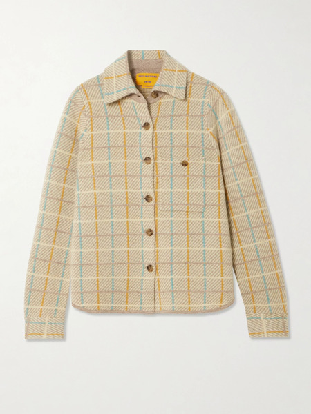  Guest In Residence   Dylan Checked Cashmere Jacket   Beige 