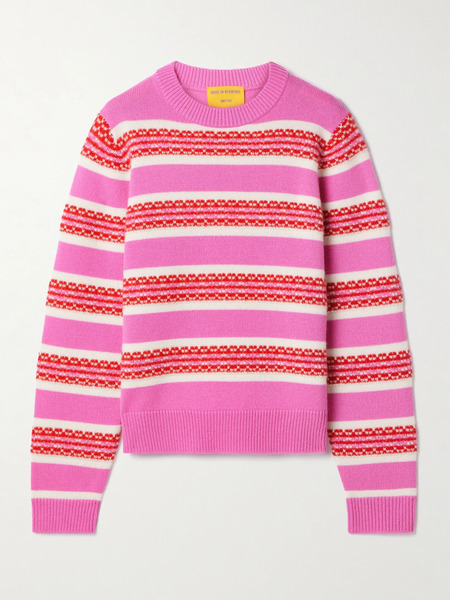  Guest In Residence   Fair Isle Cashmere Jacquard Sweater   Red 