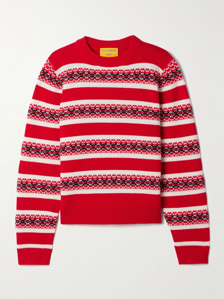  Guest In Residence   Fair Isle Cashmere Jacquard Sweater   Red 