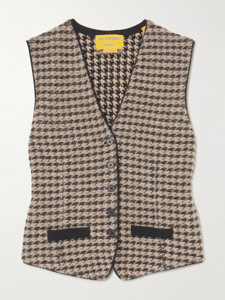  Guest In Residence   Houndstooth Cashmere Vest   Brown 