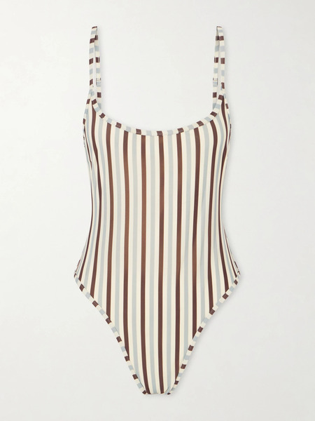  Haight   Pipping Thidu Striped Swimsuit   Brown 