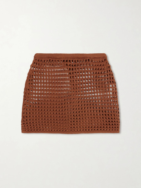  Haight   Sheila Open Knit Cotton Blend Mini Skirt   Brown 
