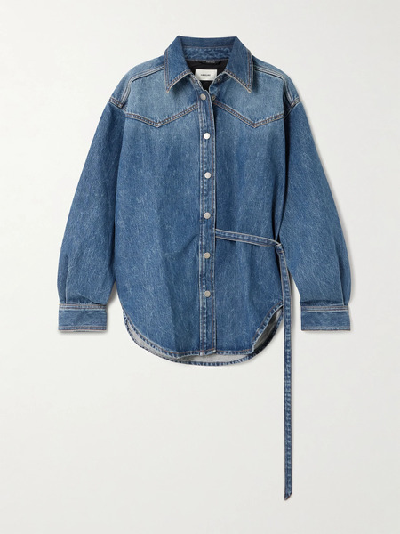  Haikure   Belted Denim Shirt   Dark Denim 