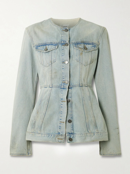  Haikure   Temple Distressed Denim Peplum Jacket   Light Denim 