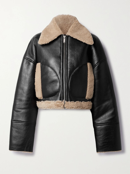  Halfboy   Cropped Shearling Jacket   Black 