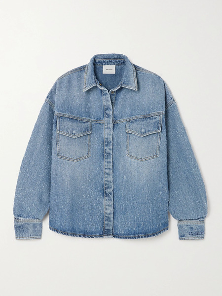 Halfboy   Oversized Distressed Denim Shirt   Mid Denim 