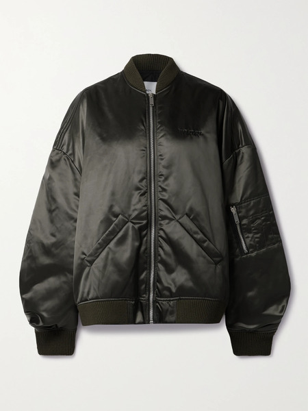  Halfboy   Oversized Embroidered Padded Shell Bomber Jacket   Army Green 