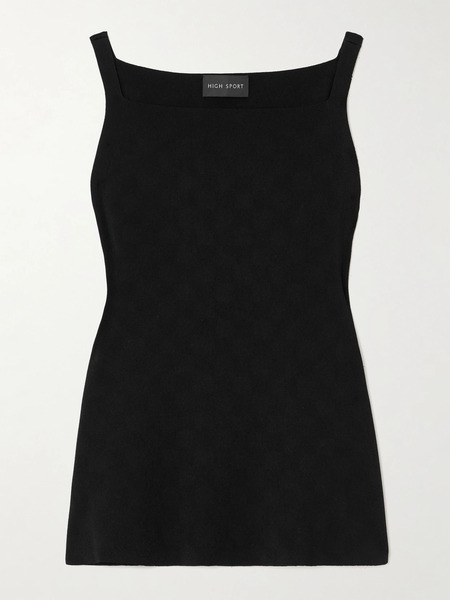  High Sport   Asher Checked Jacquard Knit Top   Black 