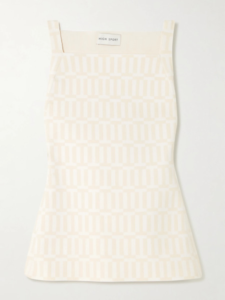  High Sport   Asher Cotton Blend Jacquard Tank   Ivory 