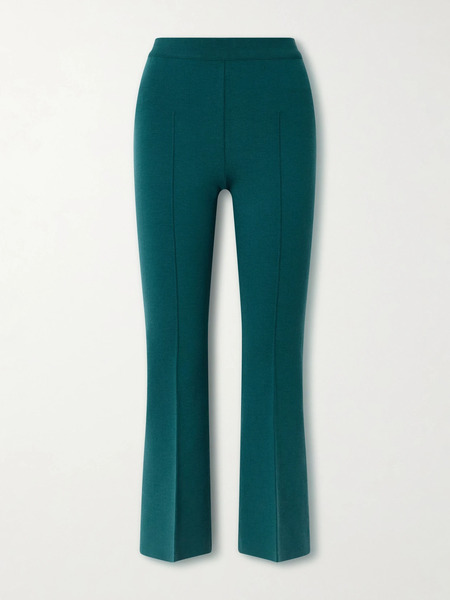  High Sport   Kick Cropped Wool Blend Flared Pants   Teal 