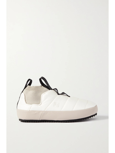  Holden   Stretch Knit Trimmed Quilted Shell Slippers   Ivory 