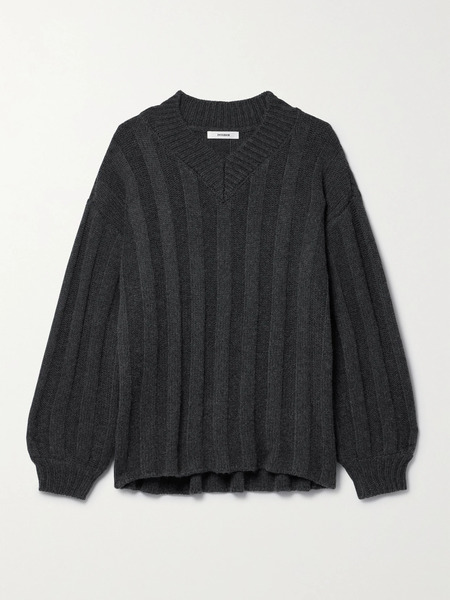  Interior   The Drew Oversized Ribbed Cashmere Sweater   Dark Gray 