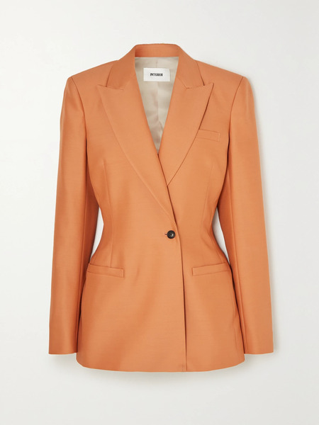  Interior   The Fontaine Wool And Silk Blend Blazer   Orange 
