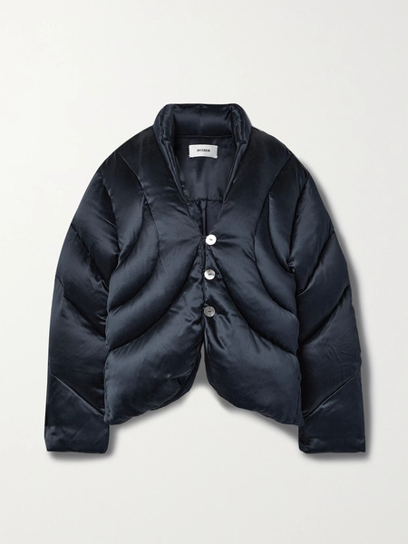  Interior   The Mira Quilted Silk Satin Down Jacket   Navy 
