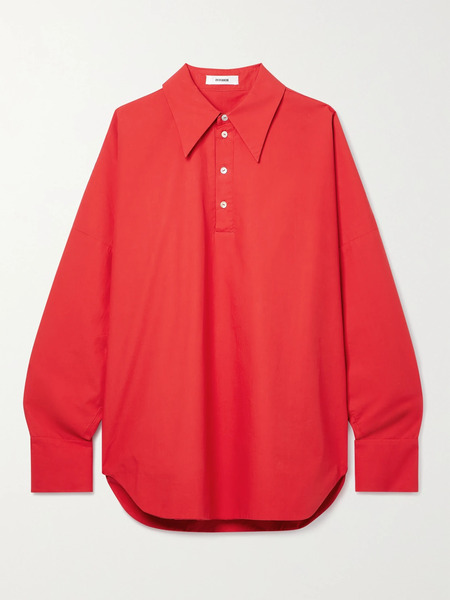  Interior   The Regatta Oversized Cotton Poplin Shirt   Red 