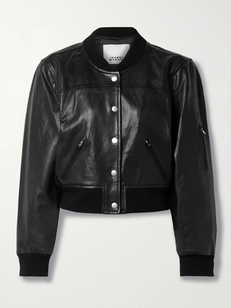  Isabel Marant   Adriel Leather Bomber Jacket   Black 