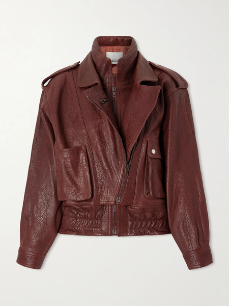  Isabel Marant   Aneli Layered Textured Leather Jacket   Fr 34 