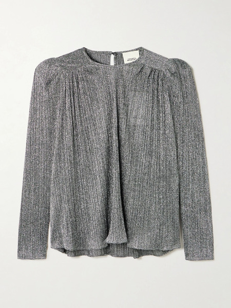  Isabel Marant   Elyia Gathered Lamé Blouse   Silver 
